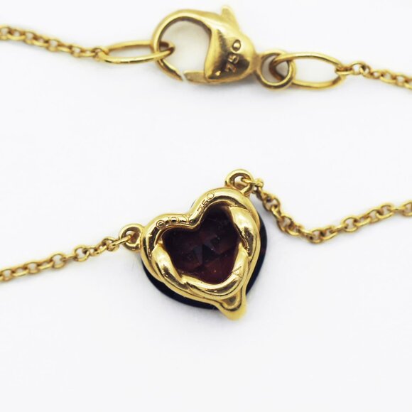 David Yurman 18K Gold Garnet Chatelaine Heart Pendant Necklace - Picture 5 of 6